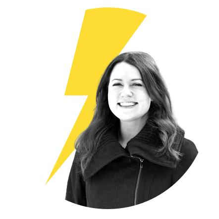 photo of kristi whitman that has been stylized to match pantheon's branding. kristi resisted the urge to create a david bowie style image with a lightning bolt over her right eye. 